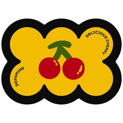 Style 10 Yellow,Black And Red Cherry Pattern Absorbent Diatomaceous Earth Pet Feeding Mat - Non-Slip & Quick Dry Placemat (50x80cm).