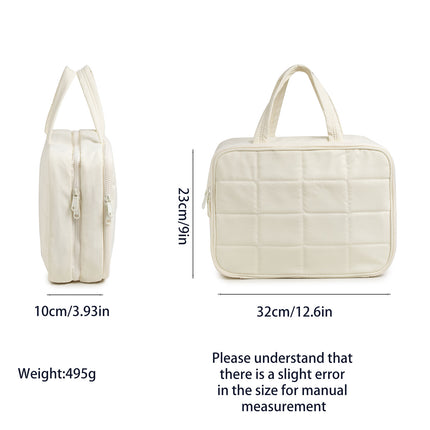 Size L Pink Quilted Hanging Toiletry Bag with Jewelry Organizer - Travel Cosmetic Case(31*12*23).