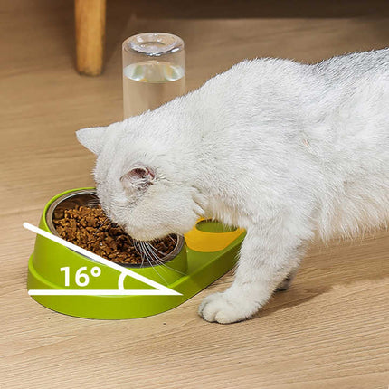 Blue Pet Bowl Set with Automatic Gravity Water Dispenser - Stainless Steel & PP Feeder Station.