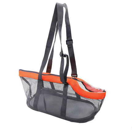 Orange And Grey Lightweight Breathable Mesh Pet Carrier Handbag - Portable Travel Tote for Small Dogs & Cats up to 8kg.