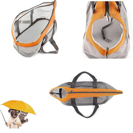 Orange And Grey Lightweight Breathable Mesh Pet Carrier Handbag - Portable Travel Tote for Small Dogs & Cats up to 8kg.