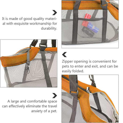 Orange And Grey Lightweight Breathable Mesh Pet Carrier Handbag - Portable Travel Tote for Small Dogs & Cats up to 8kg.