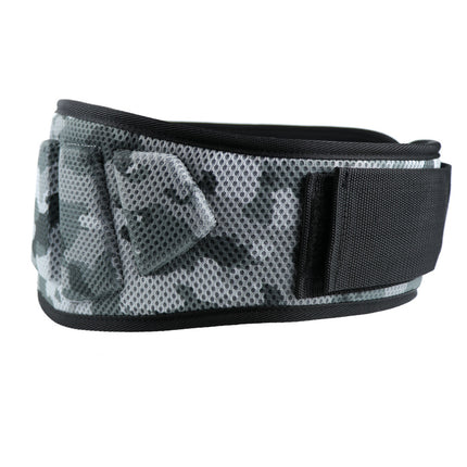 Size L Grey Camouflage Camo Weightlifting Belt - EVA Nylon Gym Belt for Squats, Deadlifts & Lumbar Support.