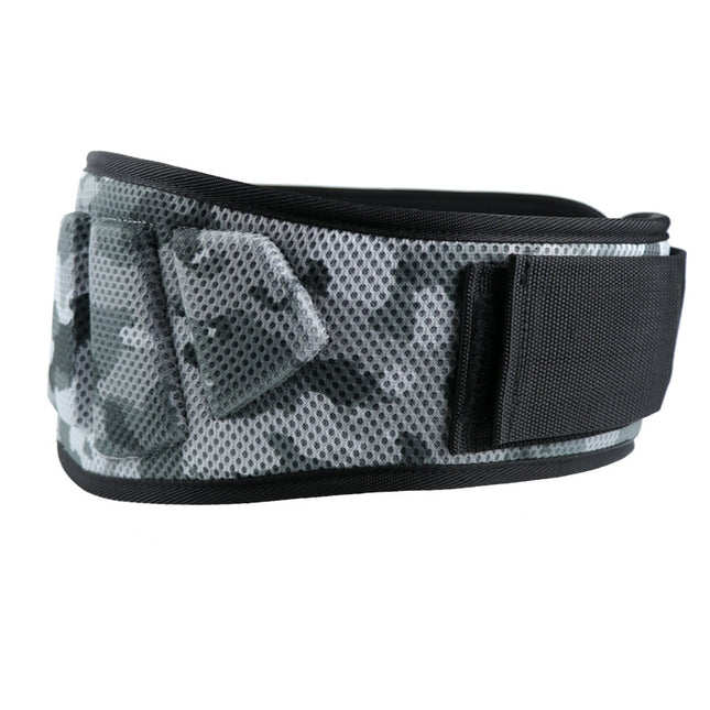 Size L Grey Camouflage Camo Weightlifting Belt - EVA Nylon Gym Belt for Squats, Deadlifts & Lumbar Support.