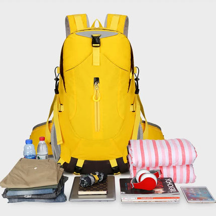 Black Lightweight 30L Hiking Backpack - Water-Resistant Outdoor Daypack for Trekking & Travel.