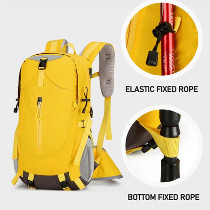 Yellow Lightweight 30L Hiking Backpack - Water-Resistant Outdoor Daypack for Trekking & Travel.