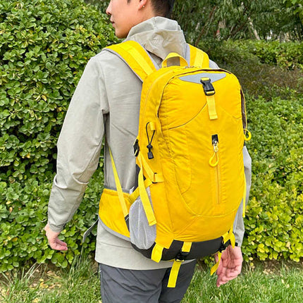 Yellow Lightweight 30L Hiking Backpack - Water-Resistant Outdoor Daypack for Trekking & Travel.