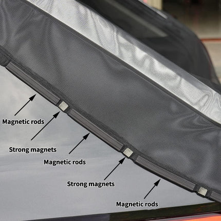 Size M Black Magnetic Car Window Sun Shade Screens & SUV Tailgate Mosquito Net Set - Breathable Bug Protection.