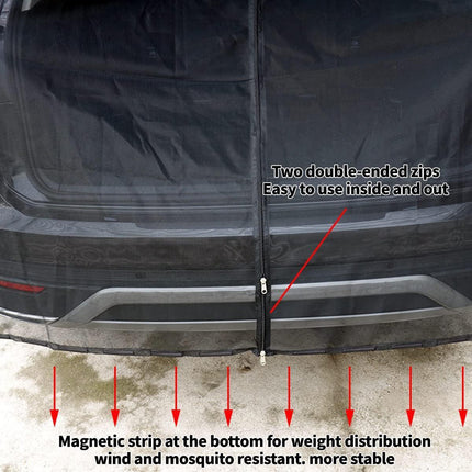 Size M Black Magnetic Car Window Sun Shade Screens & SUV Tailgate Mosquito Net Set - Breathable Bug Protection.