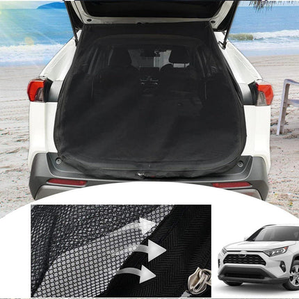 Size L Black Magnetic Car Window Sun Shade Screens & SUV Tailgate Mosquito Net Set - Breathable Bug Protection.