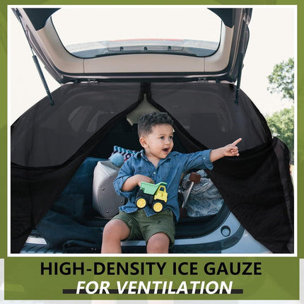 Size S Black Tailgate Mosquito Net Screen - Magnetic Bug Protection for Boot Opening.