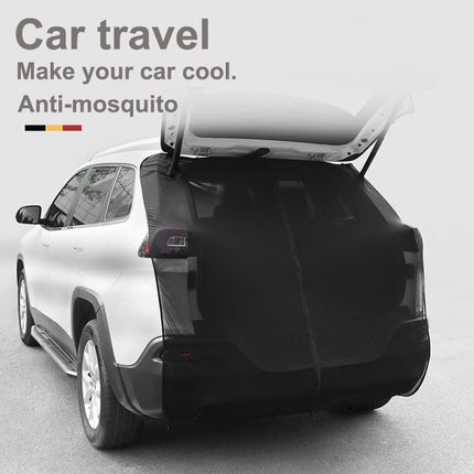 Size L Black Tailgate Mosquito Net Screen - Magnetic Bug Protection for Boot Opening.