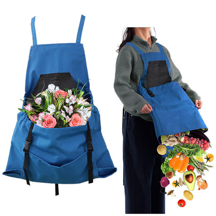 Rose Red Garden Harvesting Apron - Waterproof Oxford Cloth with Quick Release Pouch.
