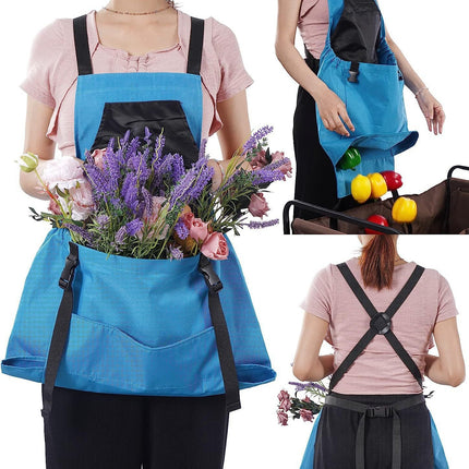 Rose Red Garden Harvesting Apron - Waterproof Oxford Cloth with Quick Release Pouch.
