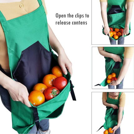 Rose Red Garden Harvesting Apron - Waterproof Oxford Cloth with Quick Release Pouch.