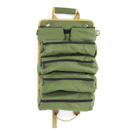 Green Heavy Duty Roll-Up Tool Bag Organizer - Waterproof Oxford Fabric Pouch with Multiple Pockets.