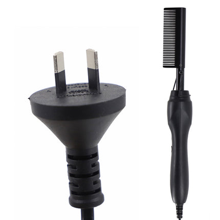 Black Electric Hot Comb Hair Straightener - Fast Heating Styling Tool with 3 Temp Settings & Anti-Scald Guard.