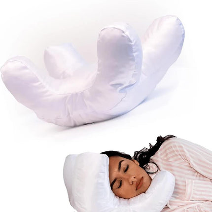 Pink Beauty Sleep Pillow - Contoured Memory Foam Pillow for Face & Neck Support.