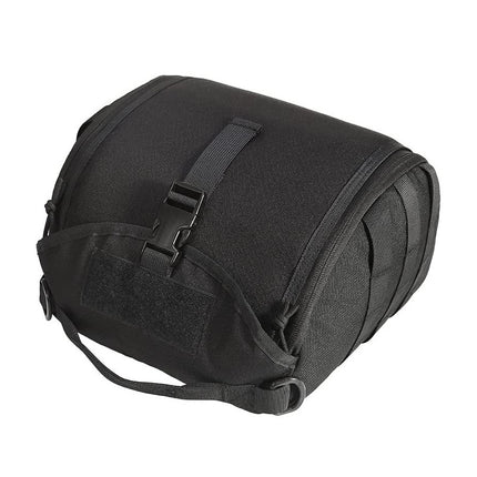 Black Tactical Helmet Bag & Utility Pouch - Padded MOLLE Gear Storage Carrier.