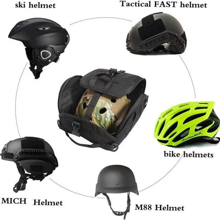 Black Tactical Helmet Bag & Utility Pouch - Padded MOLLE Gear Storage Carrier.