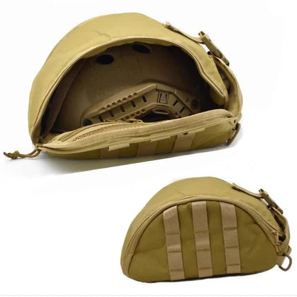 Black Tactical Helmet Bag & Utility Pouch - Padded MOLLE Gear Storage Carrier.