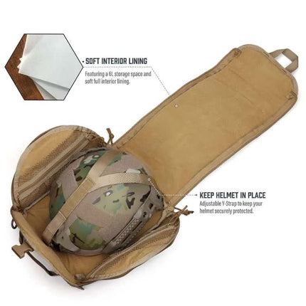 Black Tactical Helmet Bag & Utility Pouch - Padded MOLLE Gear Storage Carrier.