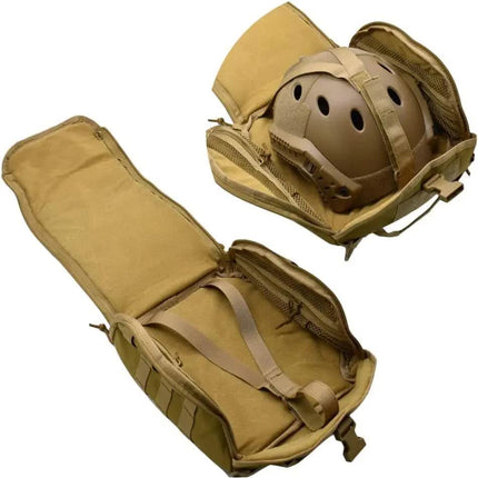 Black Tactical Helmet Bag & Utility Pouch - Padded MOLLE Gear Storage Carrier.
