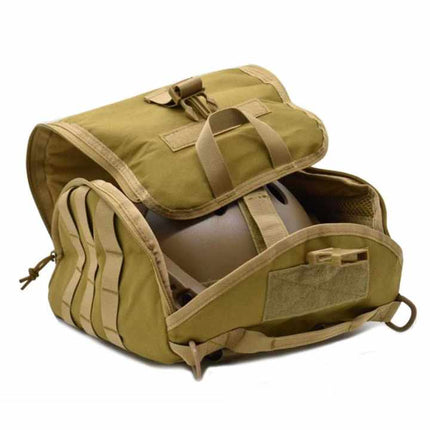 Black Tactical Helmet Bag & Utility Pouch - Padded MOLLE Gear Storage Carrier.