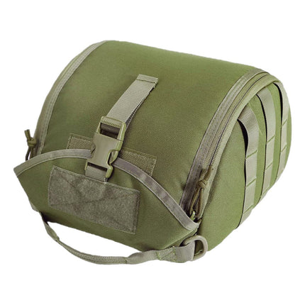 Green Tactical Helmet Bag & Utility Pouch - Padded MOLLE Gear Storage Carrier.