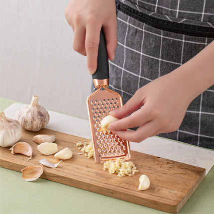 Blue And Rose Gold 7-Piece Kitchen Gadget Set - Stainless Steel Utensils with Comfort Grip Handles.