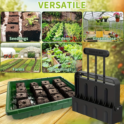 Black Manual Soil Blocker Tool - 5 x 5cm Block Maker for Seed Starting.
