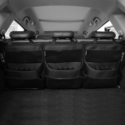 3 Pcs Black Premium Car Back Seat & Trunk Organizer - Multi-Pocket Hanging Storage Bag.