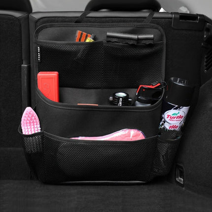 3 Pcs Black Premium Car Back Seat & Trunk Organizer - Multi-Pocket Hanging Storage Bag.