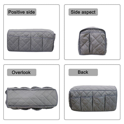 2 Pcs Blue Quilted Sofa Armrest Organizer Caddy - Multi-Pocket Remote Control Holder Bag.