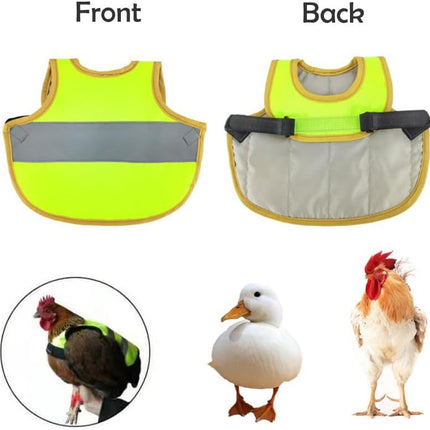 4 Pcs Fluorescent Green High Visibility Chicken & Duck Safety Vest - Reflective Poultry Jacket.