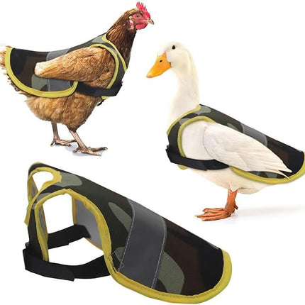 4 Pcs Fluorescent Green High Visibility Chicken & Duck Safety Vest - Reflective Poultry Jacket.