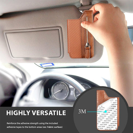 2 Pcs Black Multifunction Stick-On Phone Wallet - PU Leather Card Holder with Zipper & Flip Cover.