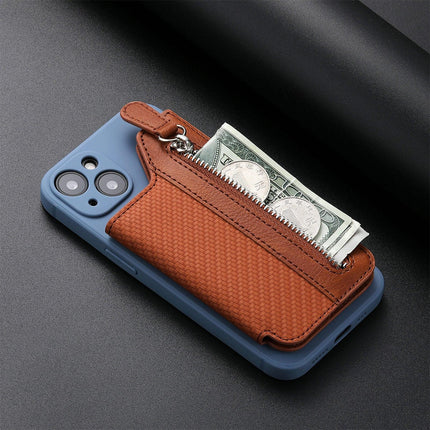 2 Pcs Blue Multifunction Stick-On Phone Wallet - PU Leather Card Holder with Zipper & Flip Cover.