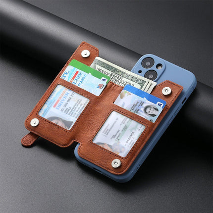 2 Pcs Blue Multifunction Stick-On Phone Wallet - PU Leather Card Holder with Zipper & Flip Cover.