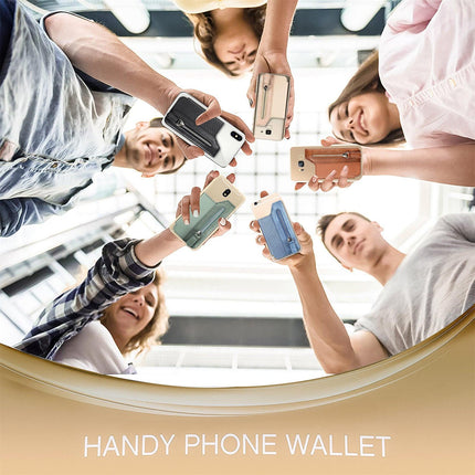 2 Pcs Khaki Multifunction Stick-On Phone Wallet - PU Leather Card Holder with Zipper & Flip Cover.