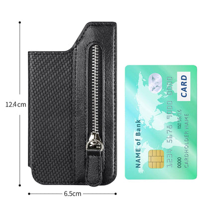 2 Pcs Brown Multifunction Stick-On Phone Wallet - PU Leather Card Holder with Zipper & Flip Cover.