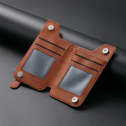 2 Pcs Brown Multifunction Stick-On Phone Wallet - PU Leather Card Holder with Zipper & Flip Cover.