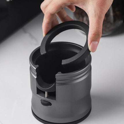 Dark Grey Diamond Professional Aluminum Espresso Tamping Station - Adjustable Portafilter Holder Stand.