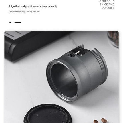 Dark Grey Diamond Professional Aluminum Espresso Tamping Station - Adjustable Portafilter Holder Stand.