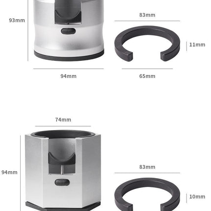 Silver Diamond Professional Aluminum Espresso Tamping Station - Adjustable Portafilter Holder Stand.