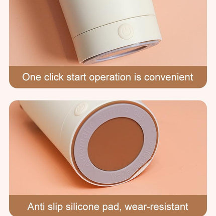 White 316 Stainless Steel Rechargeable Electric Self-Stirring Mug - 420ml Automatic Mixing Cup with Magnetic Rotor.