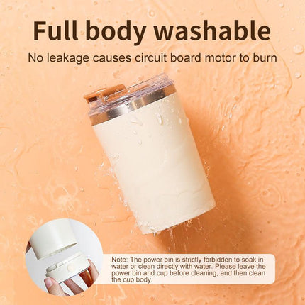 Pink 316 Stainless Steel Rechargeable Electric Self-Stirring Mug - 420ml Automatic Mixing Cup with Magnetic Rotor.