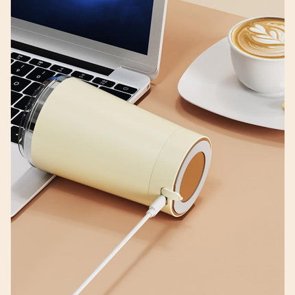 Pink 316 Stainless Steel Rechargeable Electric Self-Stirring Mug - 420ml Automatic Mixing Cup with Magnetic Rotor.