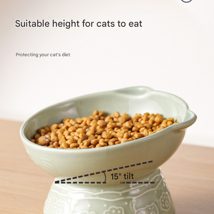 White Vintage Slow Feeder Ceramic Pet Bowl - Anti-Choke Wide-Mouth Design for Cats & Dogs, Prevents Black Chin.
