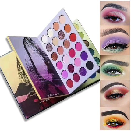 Multicolor Style 72-Color Eyeshadow Palette Book - Long-Lasting Matte, Shimmer & Wet Powder Makeup.